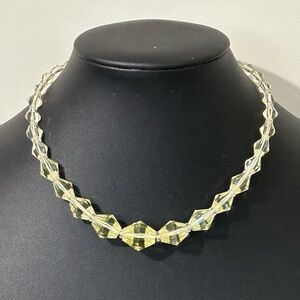 Glass faceted graduated vintage necklace yellow cut glass beads